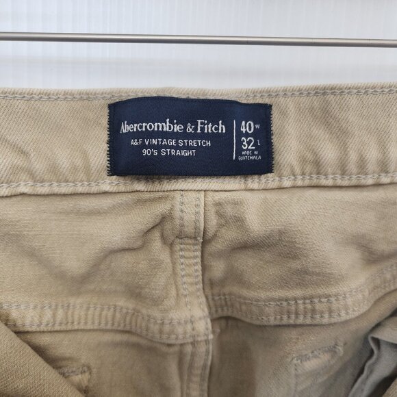 Abercrombie‎ & Fitch Jeans Mens 40x30 Tan Khaki AF Vintage Stretch 90s Straight - Picture 4 of 13